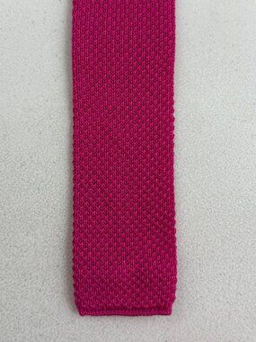 Vintage Pink Square Tie 1960s Knit Nylon Necktie 60s Kenneth Gordon Preppy